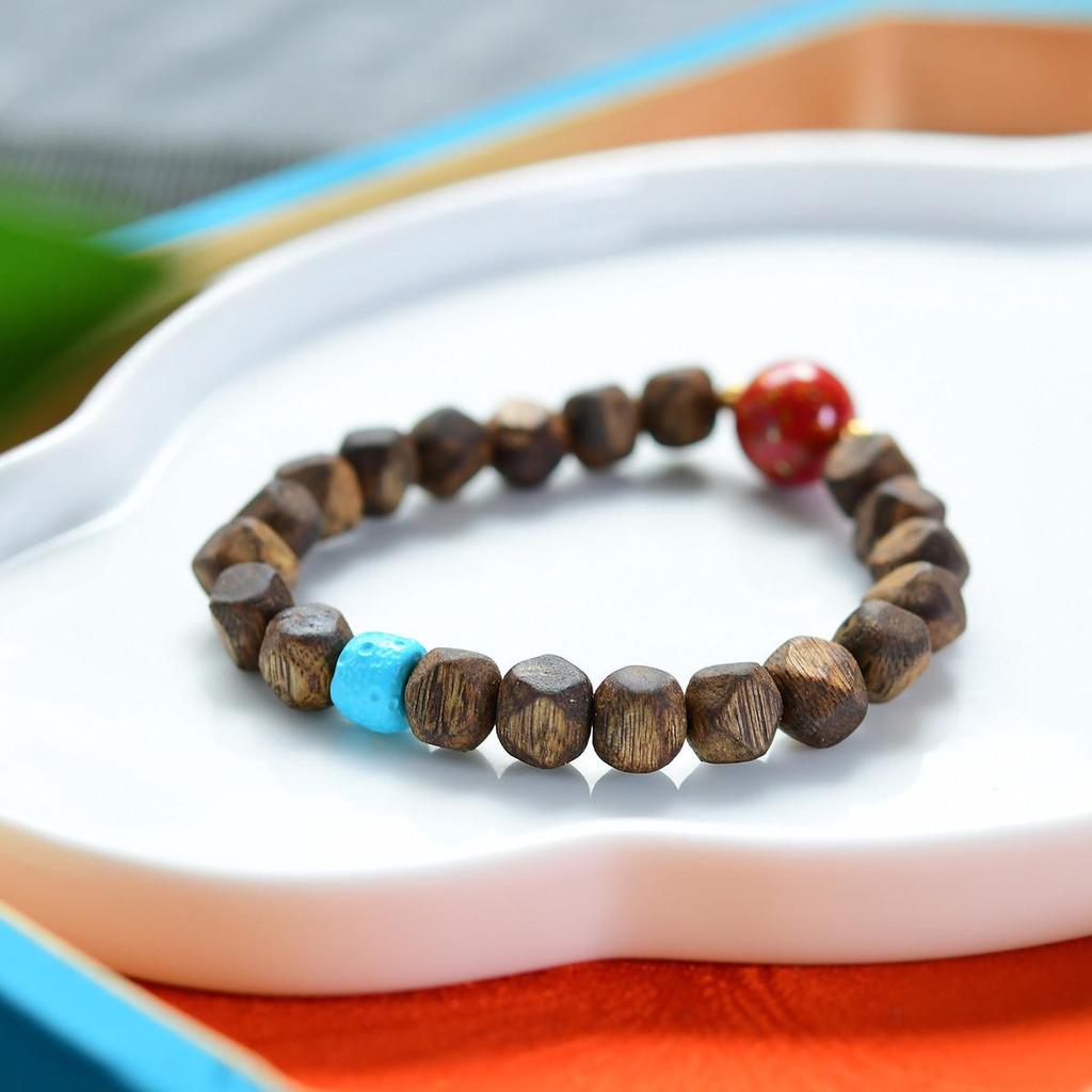 Chinese Agarwood Lacquer Red Bead Bracelet (No Oil Injection)