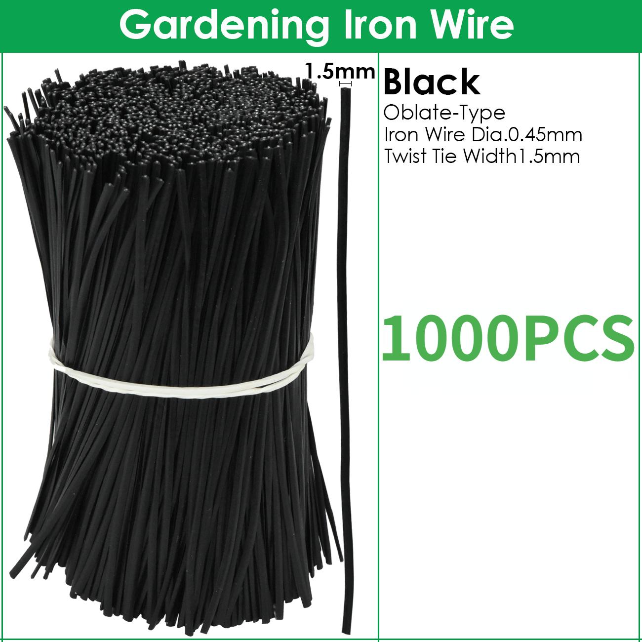 

1000 шт. садовые кабельные стяжки многоразовые сплющенные железные проволочные стяжки для цветочных растений, восхождение на лозы, многофункциональные фиксирующие струны с покрытием 10CM-1000pcs чёрный