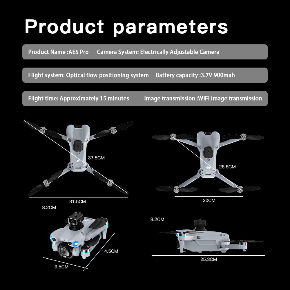 2026 AE19 Drone with Brushless Motor Infrared Five-Way Obstacle Avoidance Dual Camera Optical Flow Positioning Six-channel Gyroscope