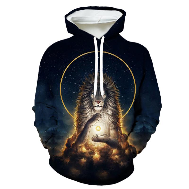 3D Sci-Fi Stil Tiger Löwe Hoodie: Trendige Europäische/Amerikanische Marke