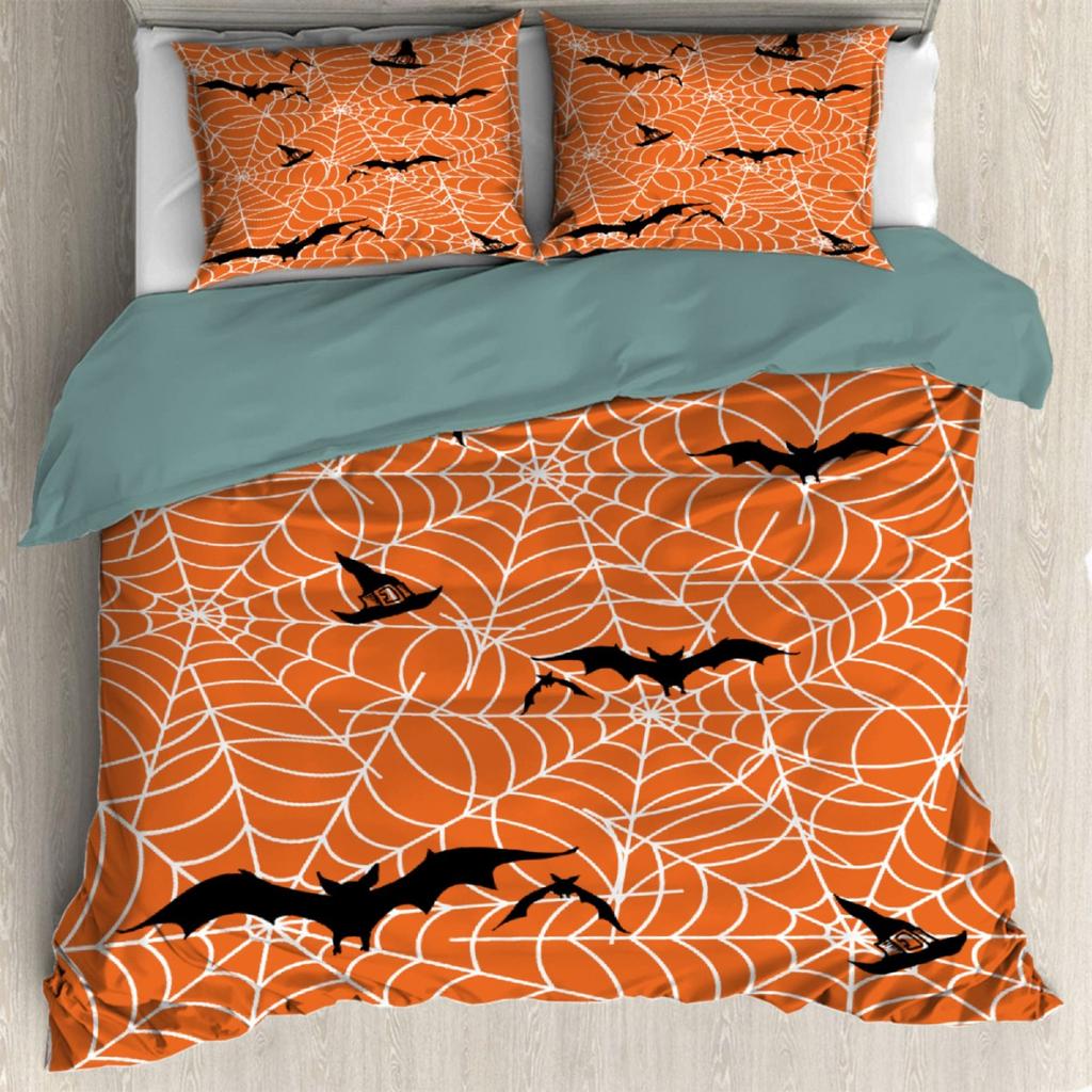 Halloween Bettbezug Cartoon Kürbislaterne Bettwäsche Geist Steppdeckenbezug Kinder Jungen Mädchen Halloween Geschenk Raumdeko 3-teilige Bettwäsche