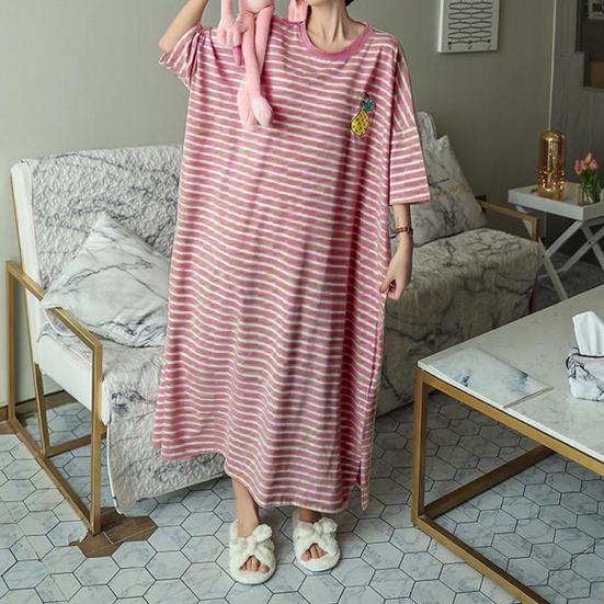 Cămașă de noapte de vară pentru femei, dormit confortabil, model dungi anti-pastă, halat de noapte pentru femei, haine pentru femei