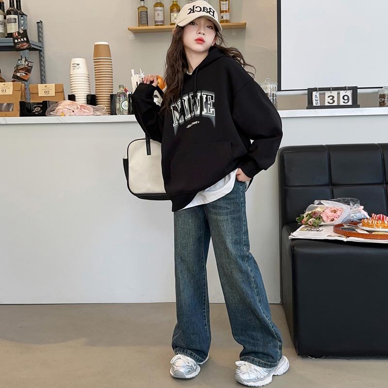 Dívčí jarní/podzimní mikina s kapucí - 2025 Korejský styl fleece pro dívky