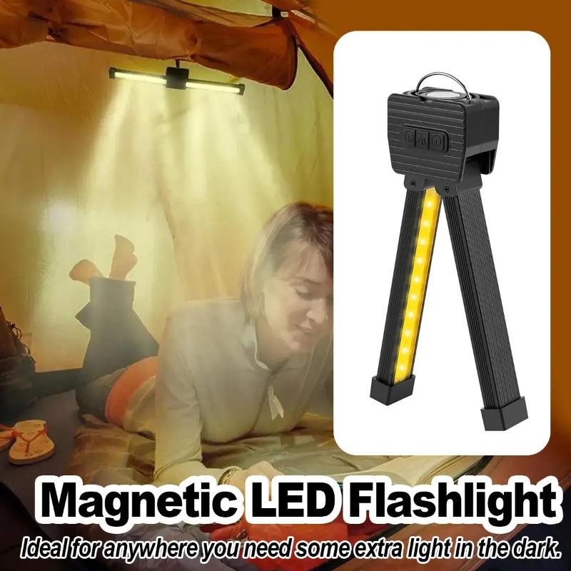 Foldable COB LED Work Light Dimmable Rotatable Flashlight Waterproof Magnetic Lamp with Hook for Car Repair Camping Emergency Outdoor Working Use
