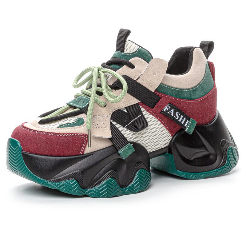 Dad shoes spring and autumn new leather soft sole high energy thick sole small sports shoes