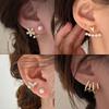 Korean Metal Heart-Shaped Stud Earrings Fishtail Pearl Back Hanging Earring For Women Girls Crystal Elegant Jewelry Gift