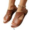 New Large-sized Fish-mouth Velcro Flat Shoes and Women's Hollowed-out Beach Flip-flops