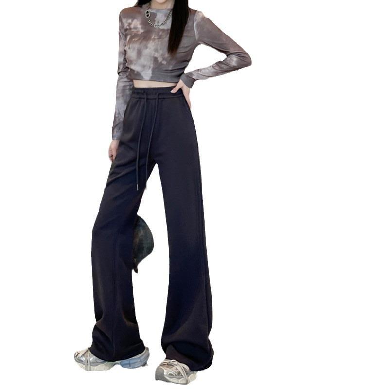 Micro-flared Sweatpants Women's Spring and Autumn New High-waisted Drape Horseshoe Pants Slim-fitting and Thin Casual Sweatpants