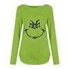 Women's Shirts Christmas Grinchmas Print Long Sleeve Round Neck Basic Tee Top T-shirt
