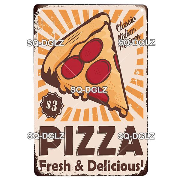 Vintage Metal Tin Sign Pizza Party Wall Decor Retro Kitchen Cafe Bar Home Plaque