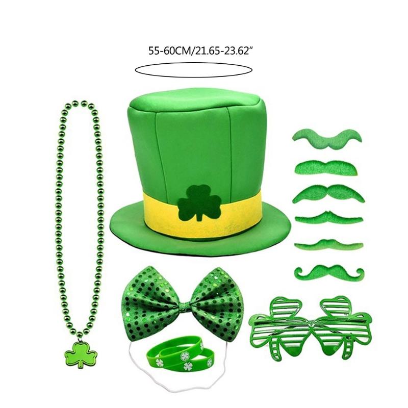 Punk Shamrock Top Hat Adult Bangles&Necklace Saint Patricks Day Party Glasses