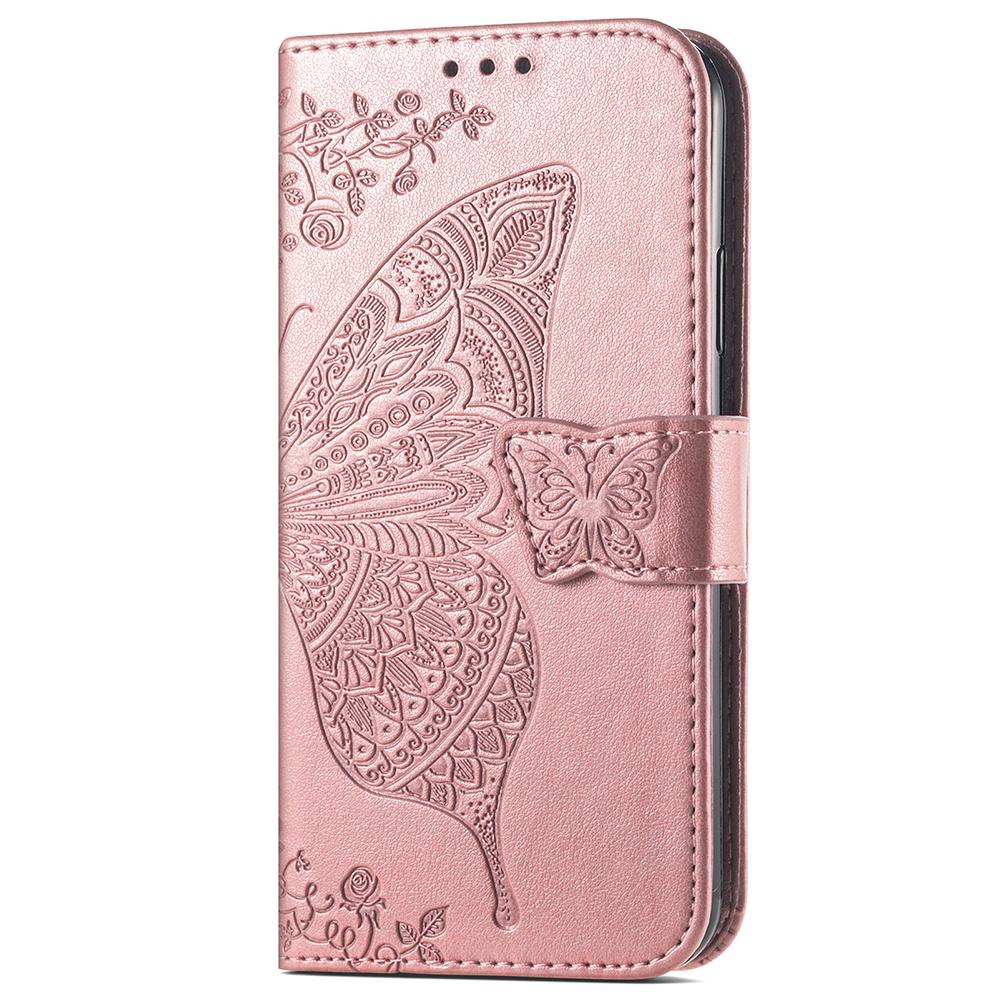 For Samsung Galaxy A25 5G (Global) (161.0 x 76.5 x 8.3mm) PU Leather Wallet Phone Case Flower Butterfly Pattern