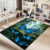 1PC Blue Butterflies Forest Extra Large Non Slip Floor Carpet, Office, Family, Bedroom, Large Area Rug Indoor Rugs, Vibrant Colors