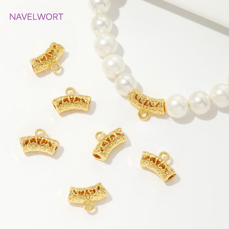 5/10/15Pcs Pendant Bail 18K Gold Plated Brass Curved Tube Spacer Bead Connector Findings,Bails For Pendants,SupplIes For Jewelry