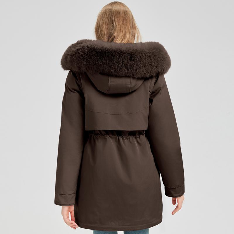 Fashion Winter Coat Female Long Parkas Hooded Faux Fur Collar Detachable Sleeves Loose Thick Warm Women's Jackets