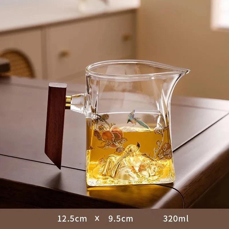 Japansk värmebeständig tekanna i glas med handtag & rättvisekopp – Glas teservis för bryggning