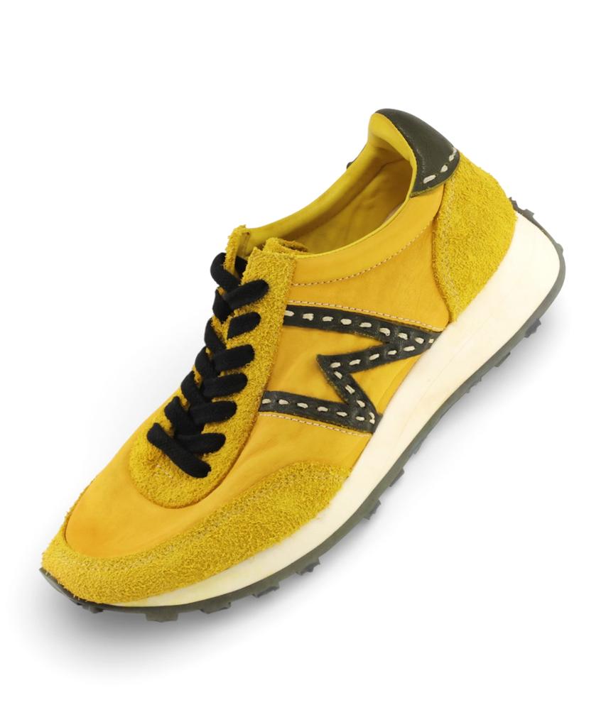 Yase [Deerskin, Kangaroo Leather] Wsr-7 Vintage Jogging Sneakers Yellow
