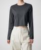 MUSINSA STANDARD WOMAN [Cooltandard] Women'S Crew Neck Crop Long Sleeve T-Shirt [Dark Gray]