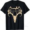 Deer Skull Compound Bow Retro Hunting Archery Dad Archer T-Shirt Fashion Black Casual T Shirt For Unisex 100% Cotton Tees Tops