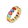 Personalized Simple Hip Hop Jewelry Claw Setting Colorful Oval Zircon Ring Oval Rainbow CZ Ring for Women and Men