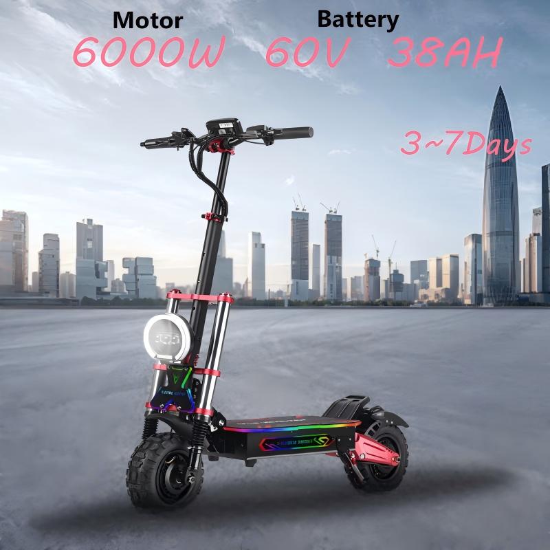 E-Scooter BOYUEDA S5 Elektroroller 6000W Motor 60V38AH Akku 120KM Reichweite 85KM/H Geschwindigkeit NFC Smart App RGB-Lichter Offroad E-Scooter