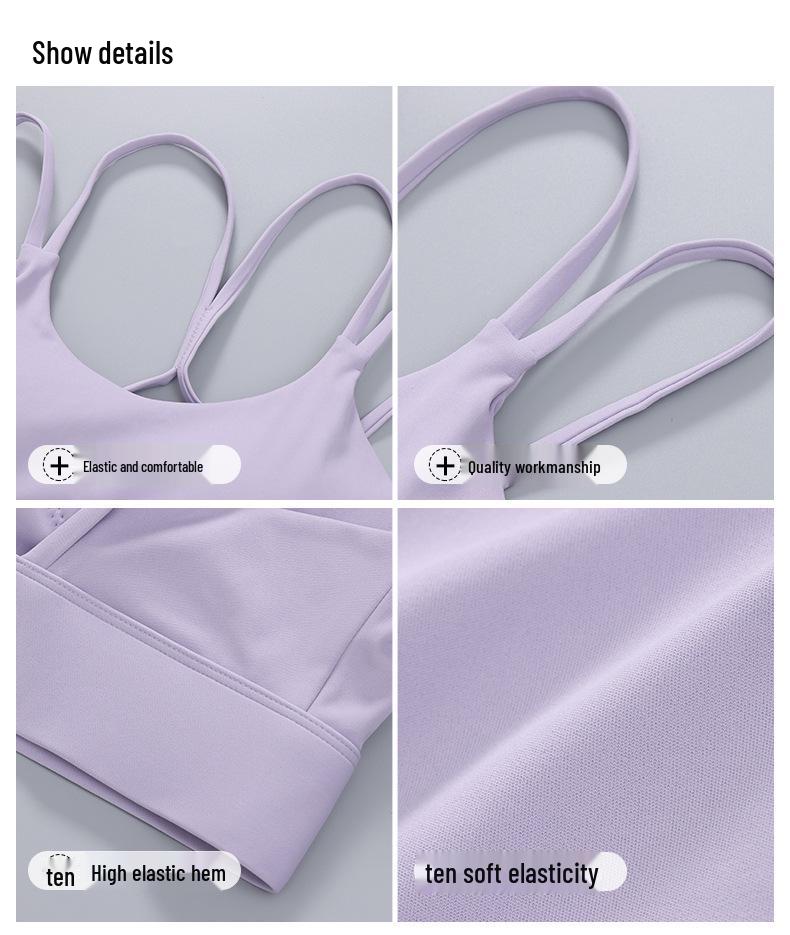 Soutien-gorge de sport de yoga antichoc à bretelles fines - Sèche rapidement, galbant et design dos magnifique