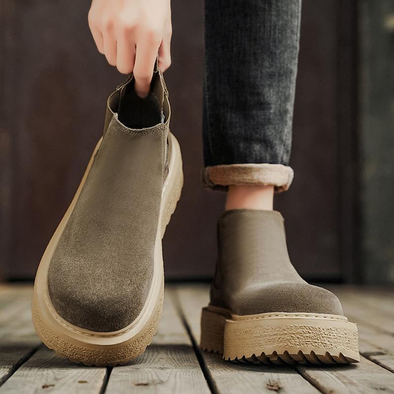 Martin Boots New Winter Retro Fur Chelsea Boots High-top Platform Short Boots