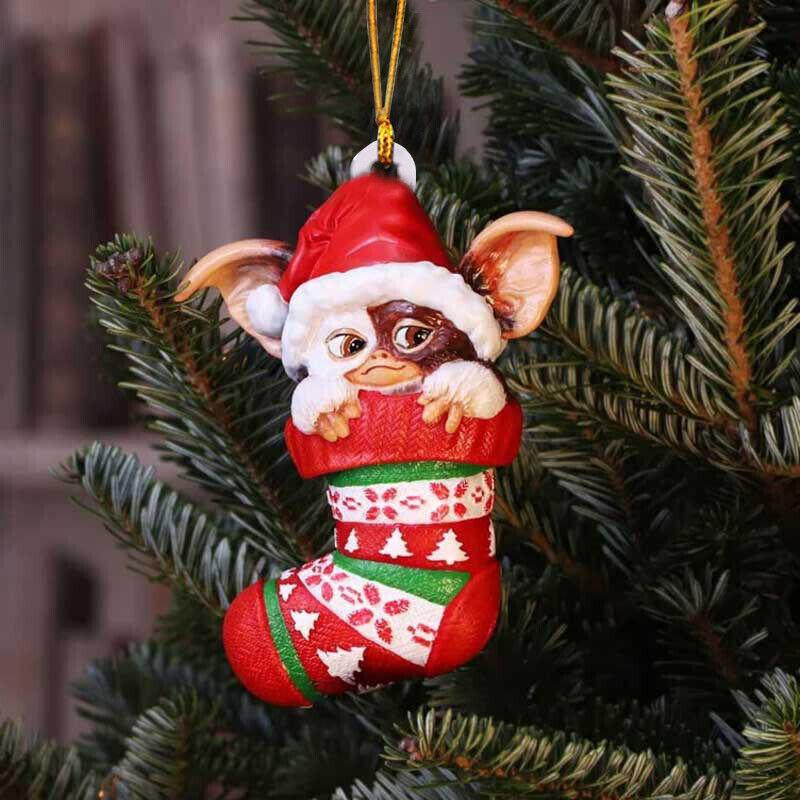 Christmas Hanging Shatterproof Xmas Tree Ornaments Fairy Light Santa Hat Hanging Christmas Figurine Ornament Decor for Holiday Wedding Party Decor
