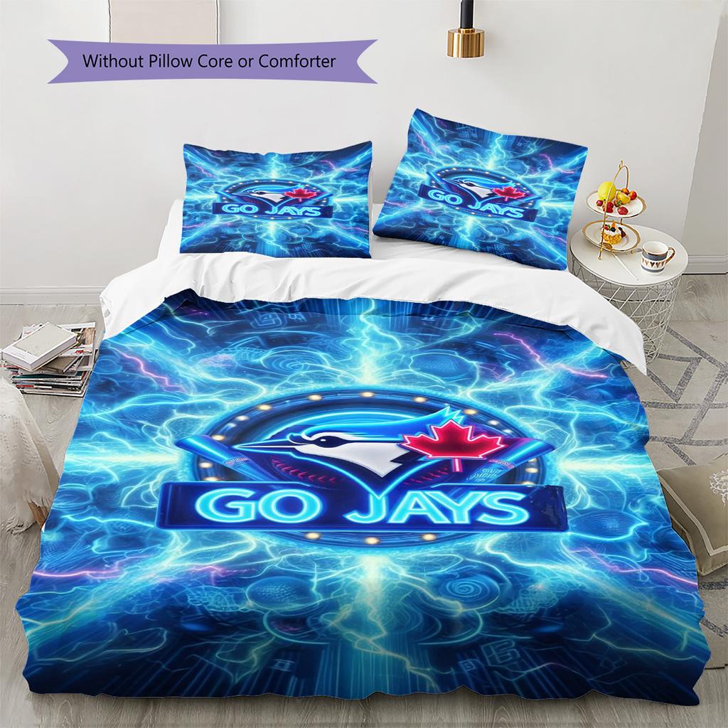 Toronto Blue Jays Pattern Bedding Set Quilt Cover Pillowcase Home Decor Gift (1 * Duvet Cover + 2 * Pillowcase, Without Core)