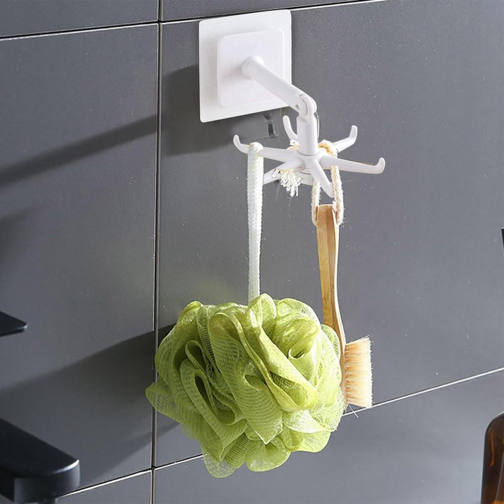 Folding Hook 360° Rotating Self-Adhesive Kitchen Hooks Wall Shelf Storage Hook