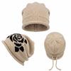Rose Jacquard Pile Hat Autumn and Winter Velvet Warm Knitted Hat Showing Face Small Wool Hat Ear Protection Hat Women's