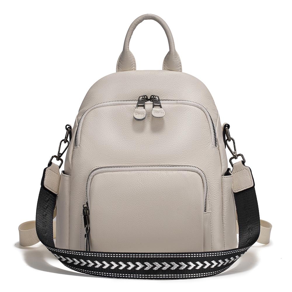 

Zency 100% Genuine Leather Small Backpack For Women Large Capacity Travel Rucksack світло-сірого кольору