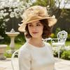 Breathable Ladies Fascinator Hat Wide Brim Foldable Sun Cap Bowknot Design French Style Bucket Hats Photography Accessory