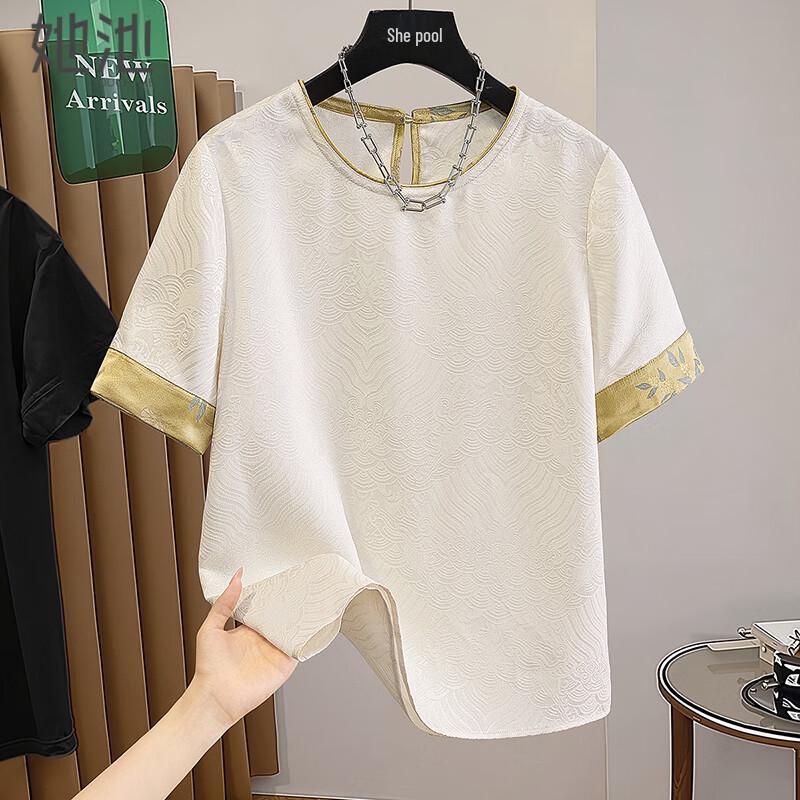 Tachi Women s Textured Round Neck Short Sleeve Top M