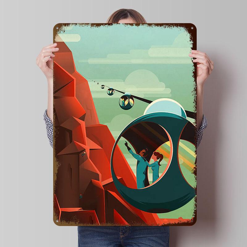 Space Travel Poster Customized Vintage Metal Signs Wall Art Retro Tin Plaque for Gaming Room Decoration Garage Home Decorations
