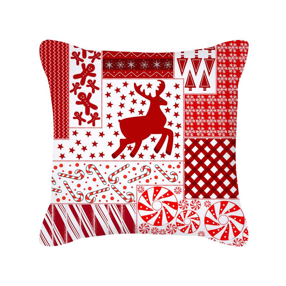 Merry Christmas Decorative Print Pattern Cushion Cover Home Living Room Sofa Decoration Square Polyester Pillow Pillow Cover