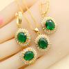 New Arrivals Gold Color Jewelry Sets For Women Wedding Green Zircon Bracelet Earrings Necklace Pendant Ring Gift
