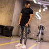 High Street European and American Men's Muscle below the Hip Brother Short Sleeve T-shirt