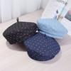 Women S Vintage Polka Dot Beret Hat Large Size Fashionable Painter Cap