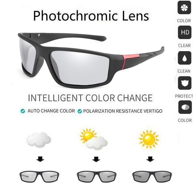 Retro Men Polarized Photochromic Sunglasses With Mirrored Lenses For Driving