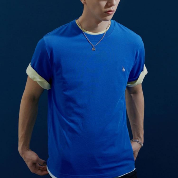 MLB Los Angeles Dodgers Logo Print Crew Neck Short Sleeve T-Shirt Unisex T-Shirt Blue 31TS01131-07U