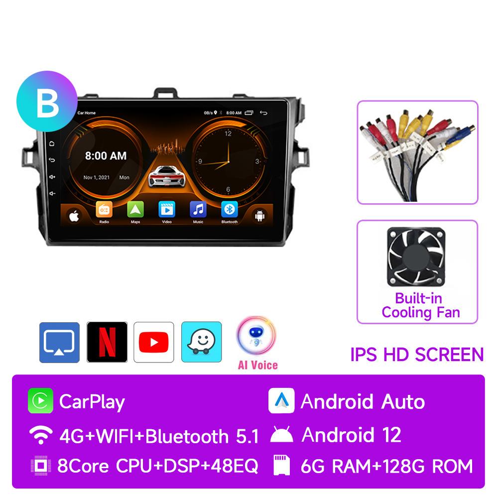 JIUYIN 9" Android 12 Carplay Car Stereo Radio for Toyota Corolla E140 E150 2006 - 2012 Multimedia Player 2 Din GPS DVD Speakers