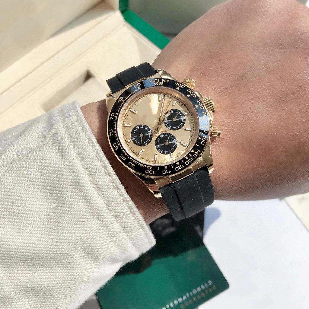 Pánské automatické mechanické chronografové hodinky Lao Jia Di Na Luminous Water Ghost se třemi ciferníky a šesti ručičkami.