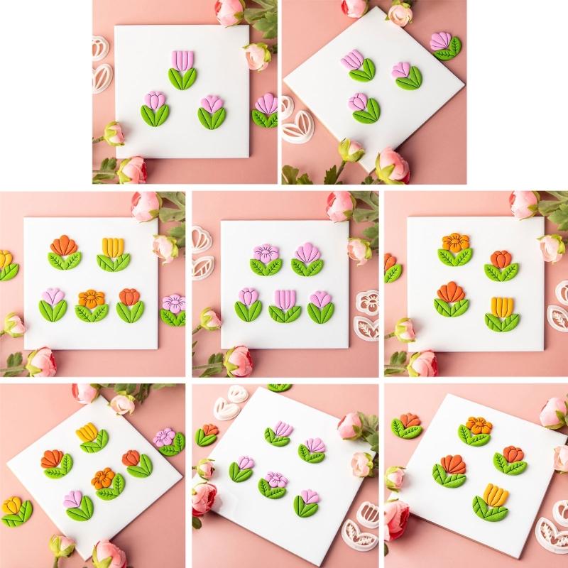 Spring Floral Clay Cutters for Earrings Jewelry Making Flower Clay Earrings Cutters  Plastic Earrings Pendant Mold Tool