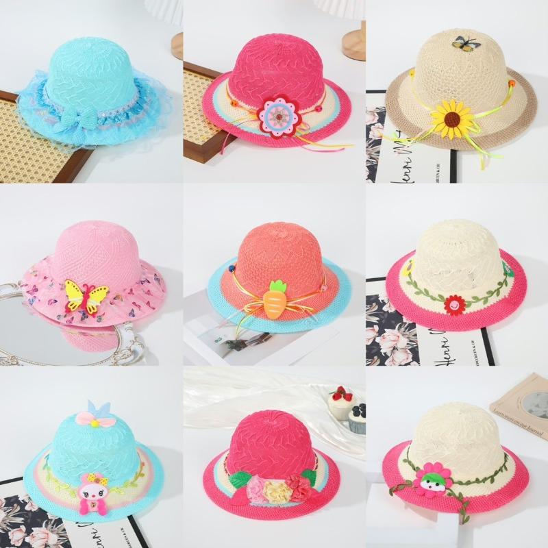 Scenic spot stall supply, summer baby hats, sun protection children's straw hats, children's sun hats, summer cool hats, children's hats