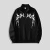 Mens Quarter-Zip Pullover Long Sleeve Mock Neck Sweatshirt Unsex Y2K Gothic Printed Vintage Tops