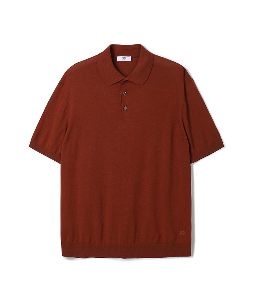NOTIG Cotton 100 Washable Pique Collar Knit Brown_Oks2Swts102W1
