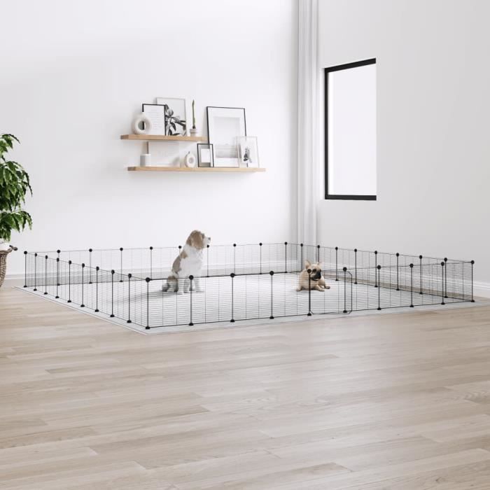 3114027 vidaXL Cage animaux de compagnie à 36 panneaux et porte Noir 35x35 cm