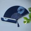 1 Set Handcrafted Tie-dye Folding Fan with Tassel Storage Bag Bamboo Ribs Portable Summer Handheld Fan Decoration Dance Performance Party Props