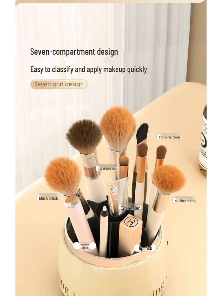 Luxuriöser drehbarer Make-up-Pinsel- & Kosmetik-Aufbewahrungseimer - Staubdichter Halter für Lippenstift & Augenbrauenstift